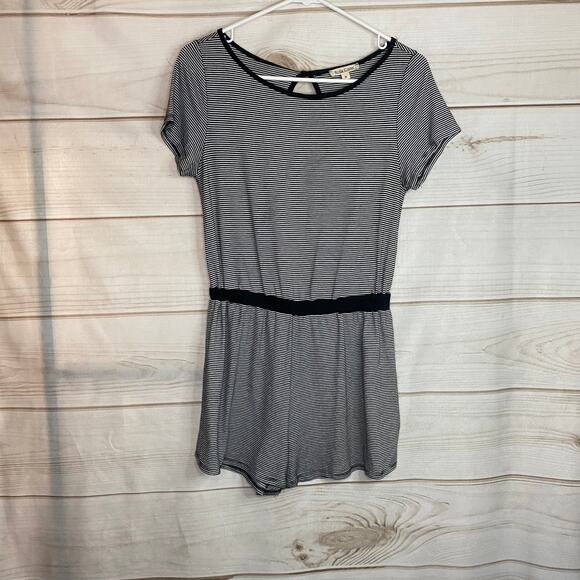 Rolla Coster Black W/ White Stripes Open Back Romper Size Medium - Picture 1 of 7